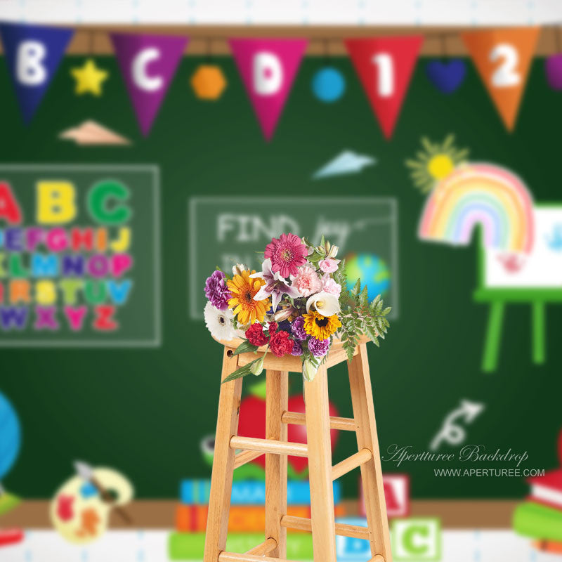 Aperturee - Rainbow Blackboard Back To School Photo Backdrop