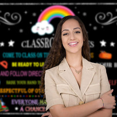 Aperturee - Rainbow Classroom Rules Back To School Backdrop