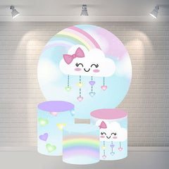 Aperturee Rainbow Cloud Circle Happy Birthday Backdrop For Party