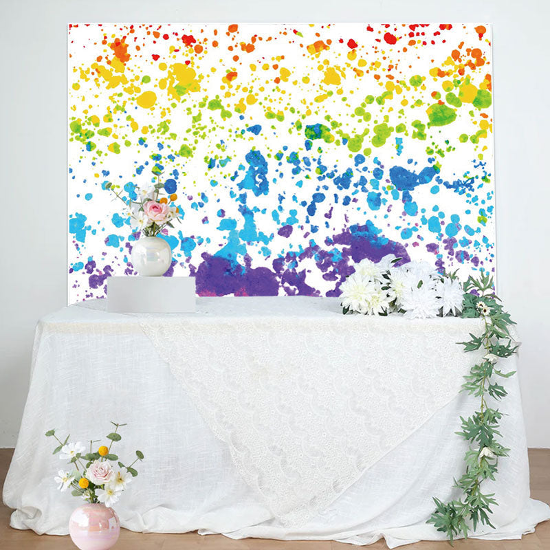 Aperturee - Rainbow Color Painting Backdrop For Birthday Party