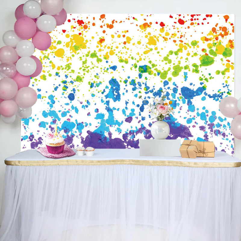 Aperturee - Rainbow Color Painting Backdrop For Birthday Party