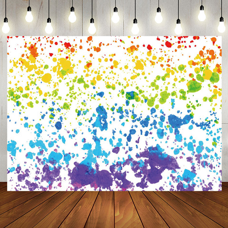 Aperturee - Rainbow Color Painting Backdrop For Birthday Party