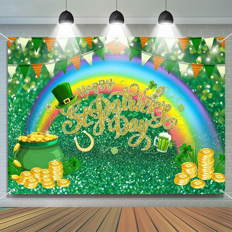 Aperturee - Rainbow Colorful Flag Bokeh St Patricks Day Backdrop