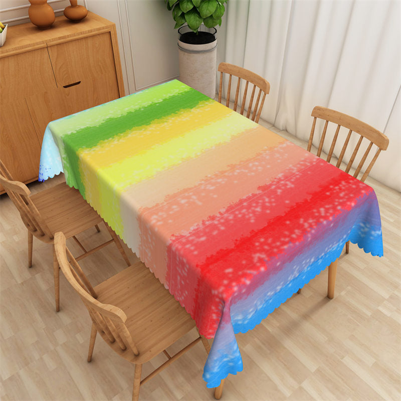 Aperturee - Rainbow Colors Simple Fashion Rectangle Tablecloth