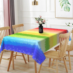 Aperturee - Rainbow Colors Simple Fashion Rectangle Tablecloth