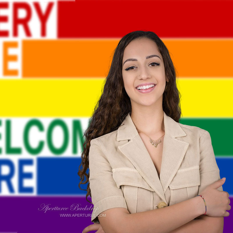 Aperturee - Rainbow Every One Is Welcome Here Pride Month Backdrop