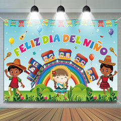 Aperturee - Rainbow Feliz Dia Del Nino Children Day Backdrop