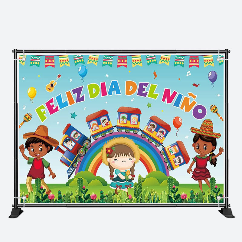 Aperturee - Rainbow Feliz Dia Del Nino Children Day Backdrop