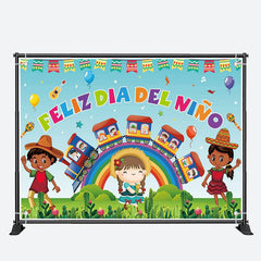 Aperturee - Rainbow Feliz Dia Del Nino Children Day Backdrop