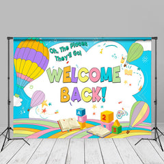 Aperturee - Rainbow Fire Balloon Welcome Back To School Backdrop
