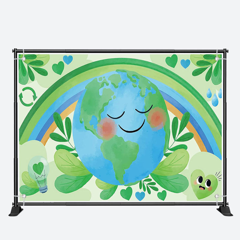 Aperturee - Rainbow Greening Happy Earth Day Backdrop for Decor