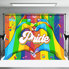 Aperturee - Rainbow Hand Groovy Stripes Pride Month Backdrop