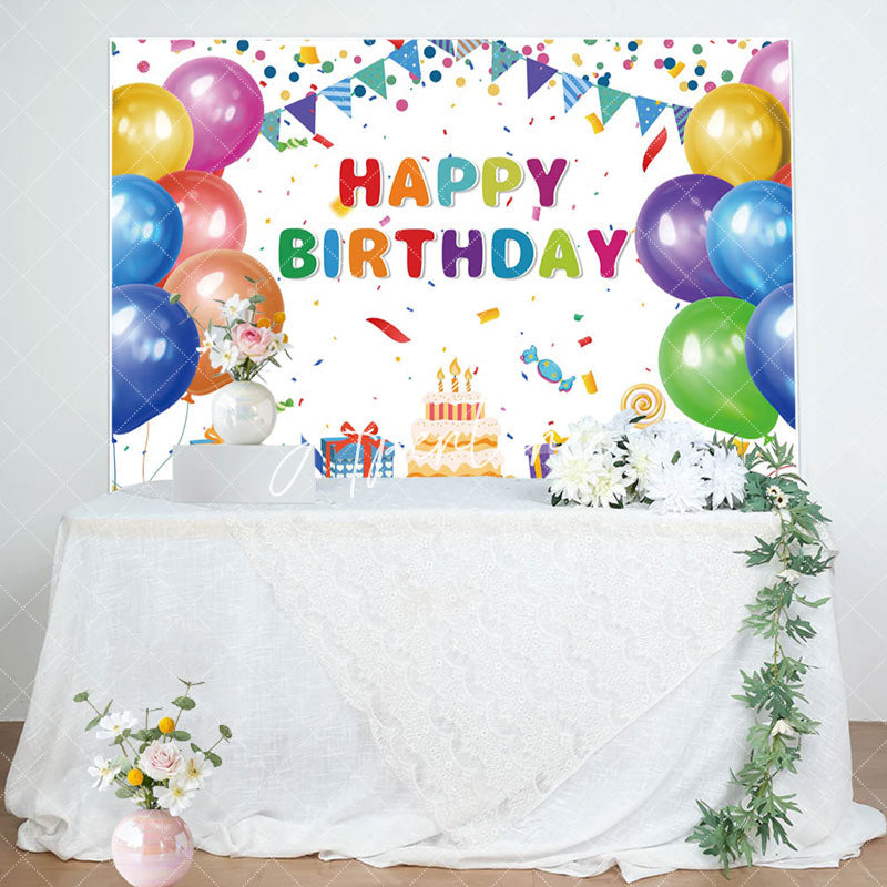 Aperturee - Rainbow Happy Birthday Gift Box Party Backdrop