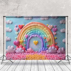 Aperturee - Rainbow Heart Balloon Cloud Caks Smash Photo Backdrop