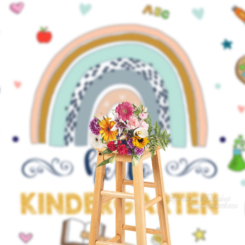 Aperturee - Rainbow Hello Kindergarten Back To School Backdrop