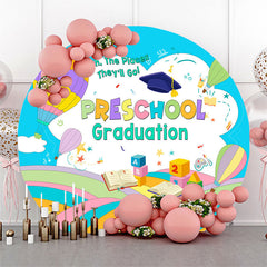 Aperturee Rainbow Hot Air Balloon Round Preschool Grad Backdrop