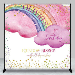 Aperturee - Rainbow Kisses Stars Clouds Custom Birthday Backdrop