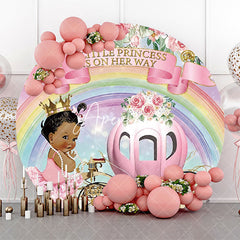 Aperturee - Rainbow Little Princess Round Baby Shower Backdrop