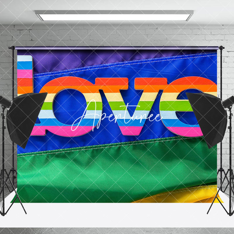 Aperturee - Rainbow Love Lgbt Flag Stripes Pride Month Backdrop