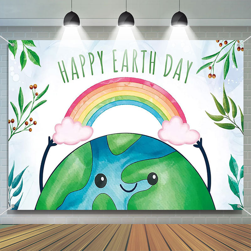 Aperturee - Rainbow Nature Happy Earth Day Theme Backdrop