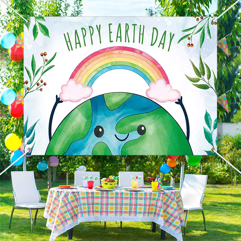 Aperturee - Rainbow Nature Happy Earth Day Theme Backdrop