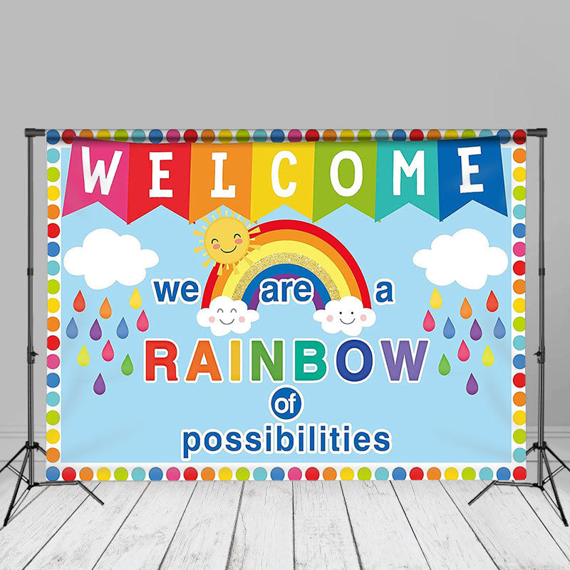 Aperturee - Rainbow Of Possibilities Blue Back To School Backdrop