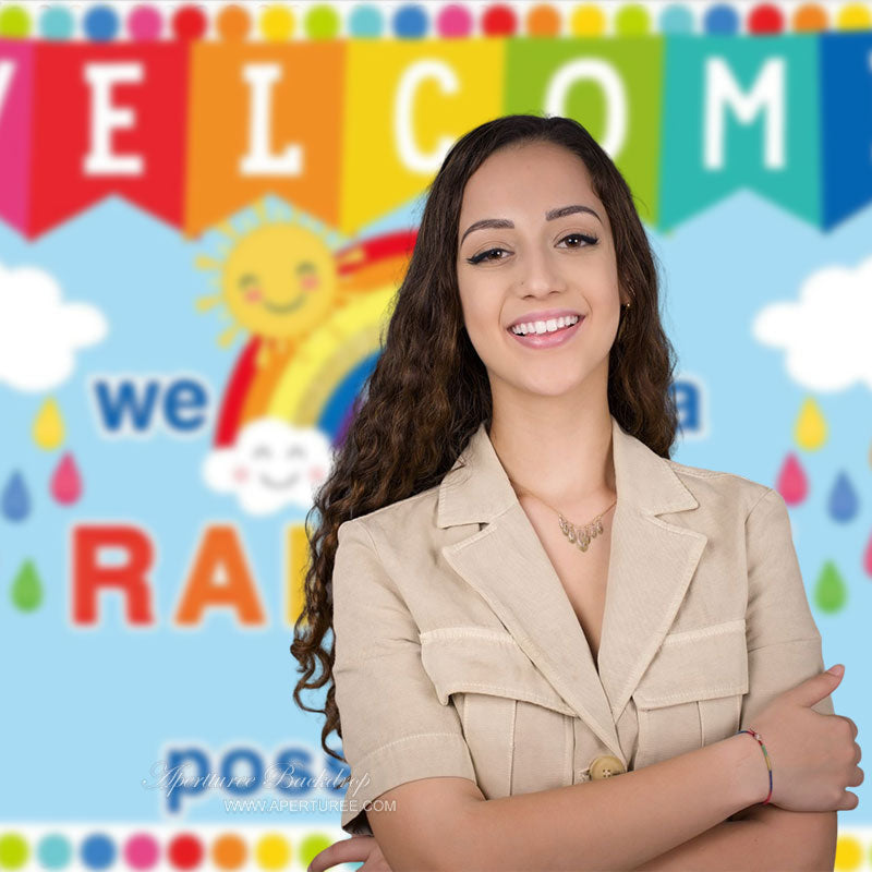 Aperturee - Rainbow Of Possibilities Blue Back To School Backdrop