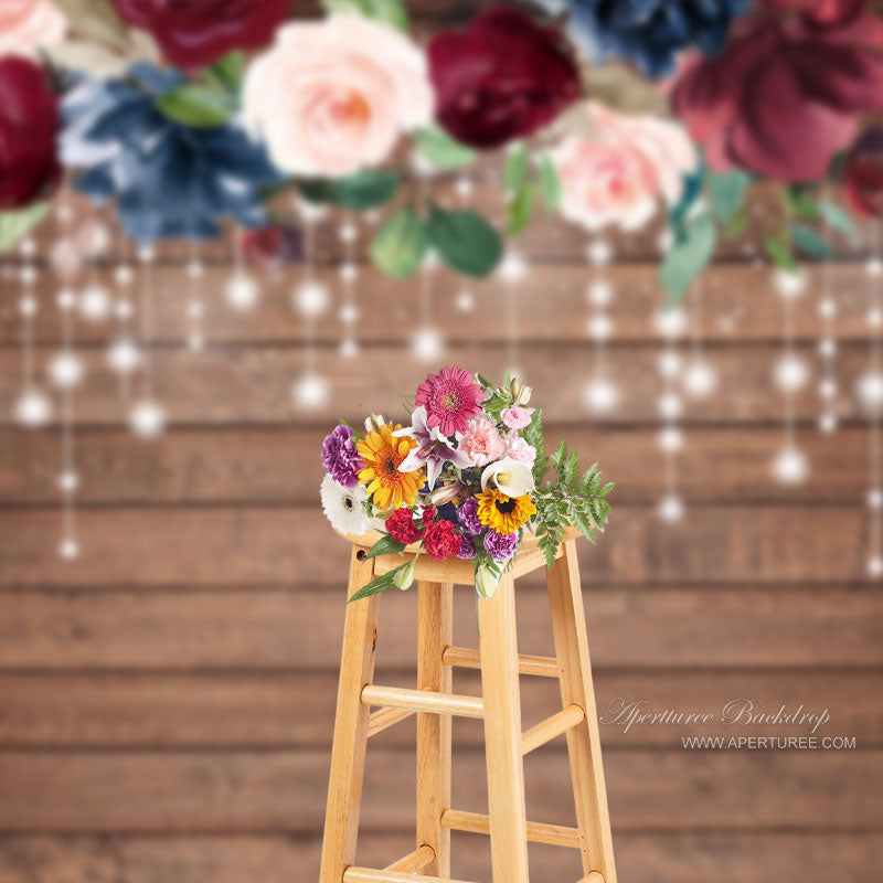 Aperturee - Rainbow Roses Glitter Wood Photo Booth Backdrop