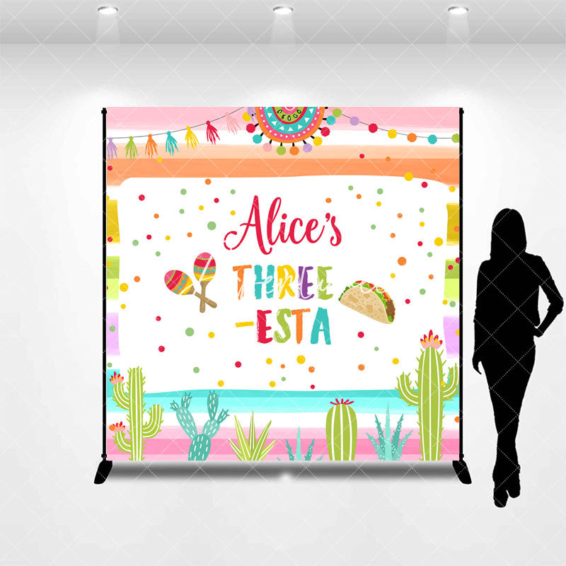 Aperturee - Rainbow Stripe Fiesta Custom 3rd Birthday Backdrop