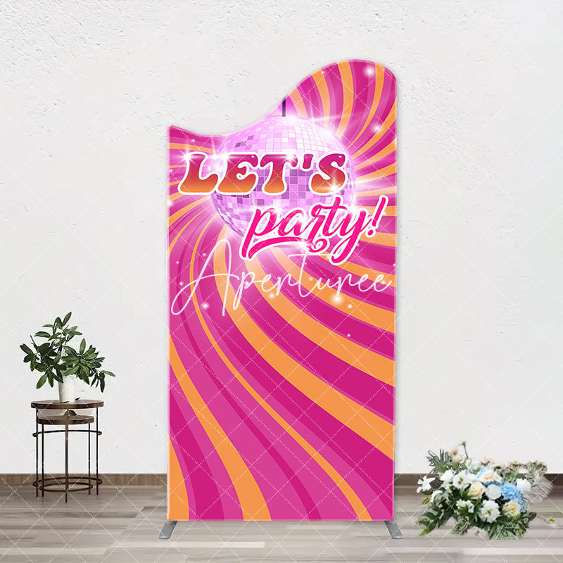 Aperturee - Rainbow Stripe Shine Disco Ball Arch Party Backdrop