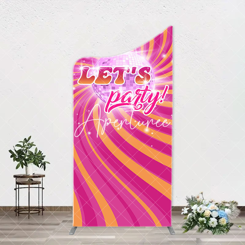 Aperturee - Rainbow Stripe Shine Disco Ball Arch Party Backdrop