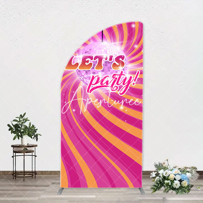 Aperturee - Rainbow Stripe Shine Disco Ball Arch Party Backdrop