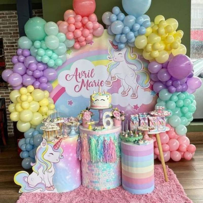 Aperturee - Rainbow Unicorn Celebration Birthday Backdrop