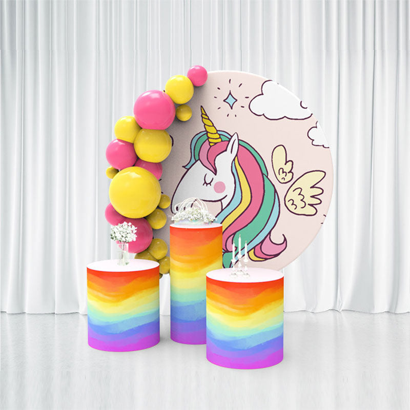 Aperturee Rainbow Unicorn Pink Birthday Backdrop Kit Banner