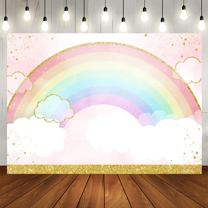 Aperturee - Rainbow Watercolor Cloud Backdrop for Baby Shower