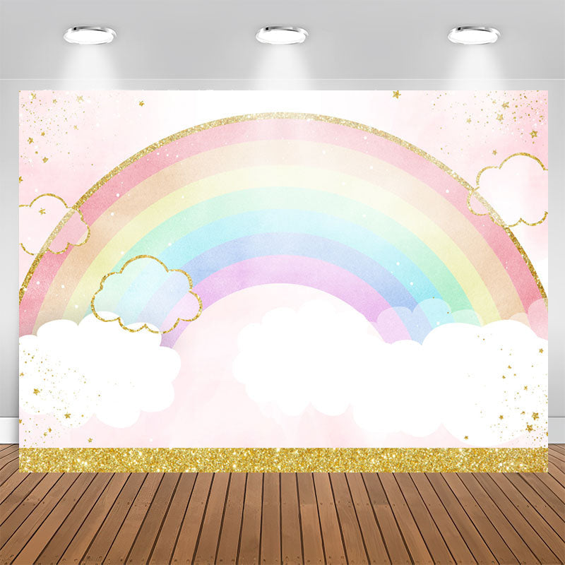 Aperturee - Rainbow Watercolor Cloud Backdrop for Baby Shower