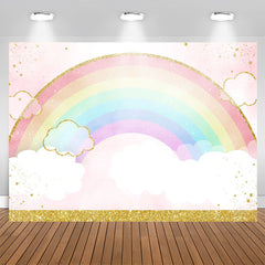 Aperturee - Rainbow Watercolor Cloud Backdrop for Baby Shower