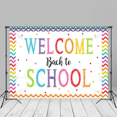 Aperturee - Rainbow Wave Stripes Welcome Back To School Backdrop