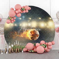 Aperturee - Rainy Burning Football Field Round Birthday Backdrop