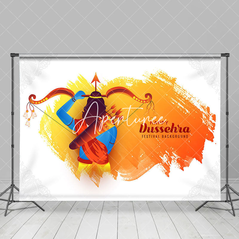 Aperturee - Rama Crossbow Arrow White Happy Dussehra Backdrop