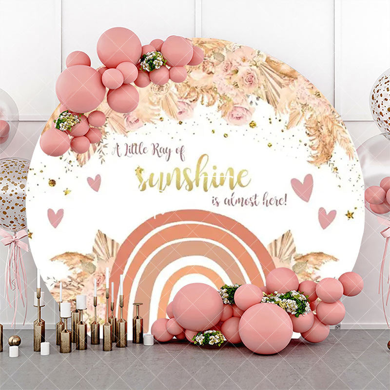 Aperturee - Ray Of Sunshine Boho Round Backdrop For Baby Shower