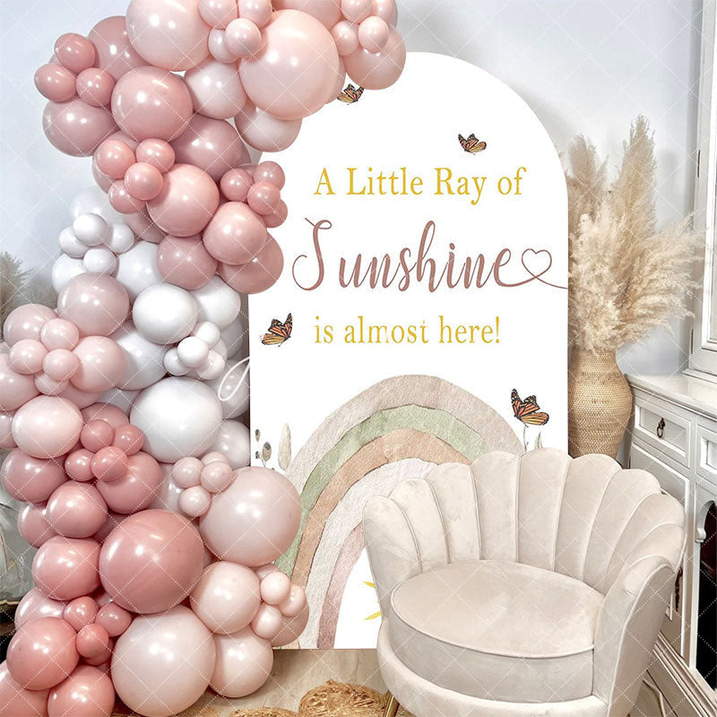 Aperturee - Ray Of Sunshine Rainbow Baby Shower Arch Backdrop