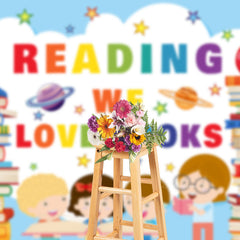 Aperturee - Reading We Love Books School Classroom Backdrop