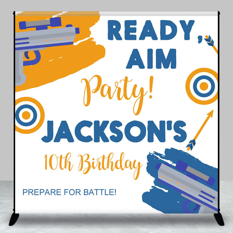 Aperturee - Ready Aim Party Sport Custom 10th Birthday Backdrop