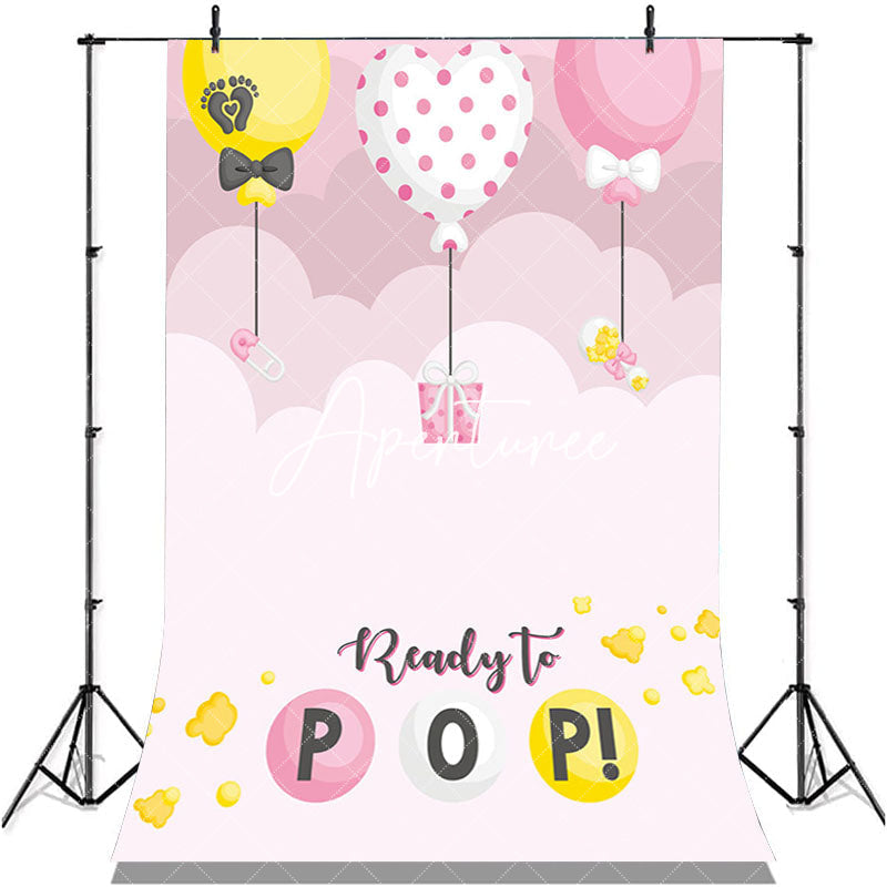 Aperturee - Ready To Pop Hot Air Balloon Baby Shower Backdrop