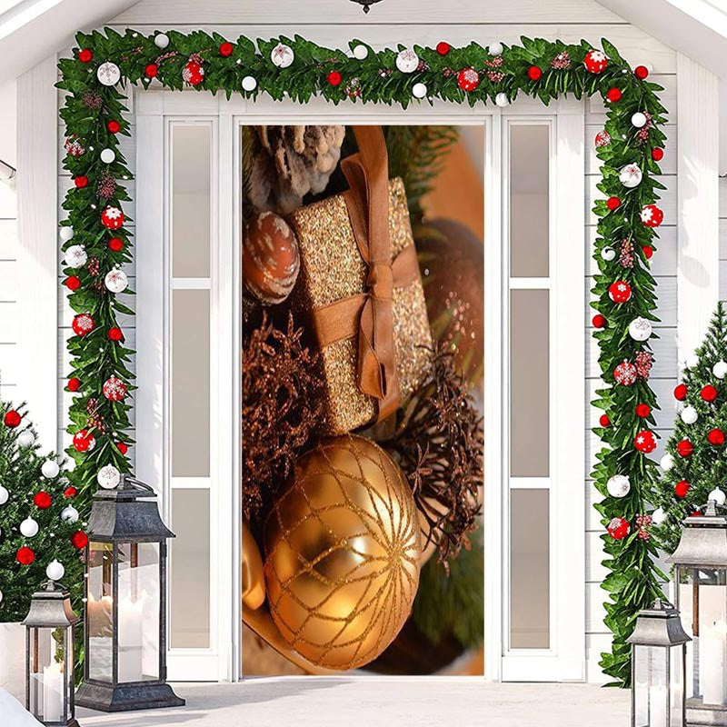 Aperturee - Real Scene Christmas Balls And Present Door Cover