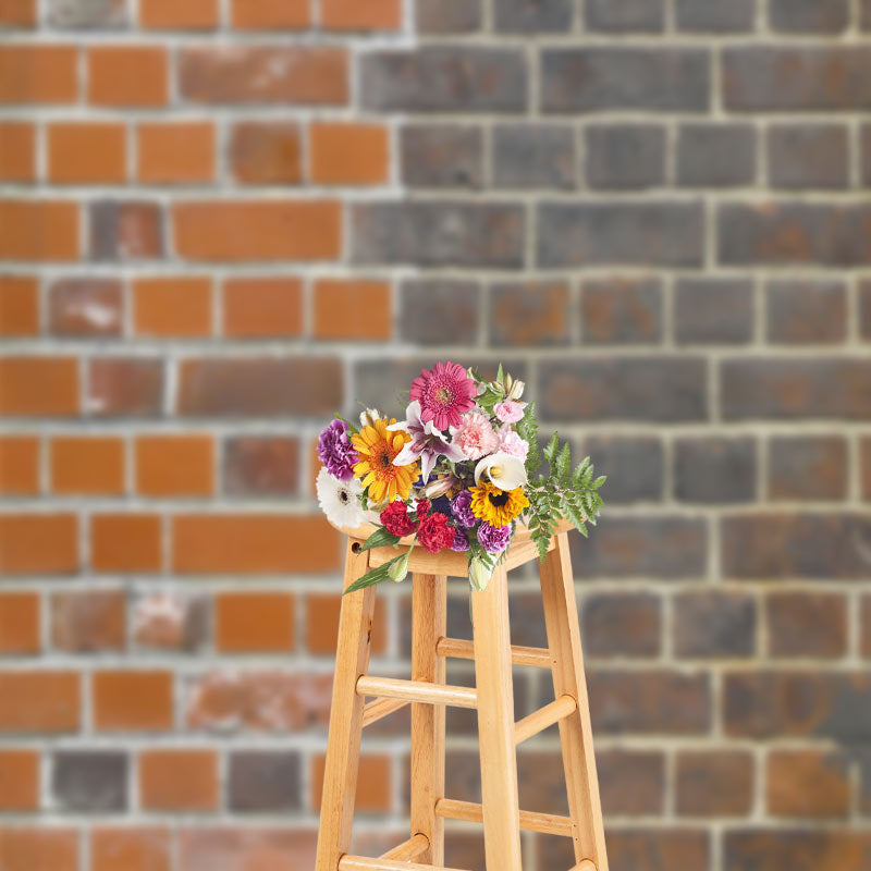 Aperturee - Red And Black Brick Wall Vintage Photo Backdrop