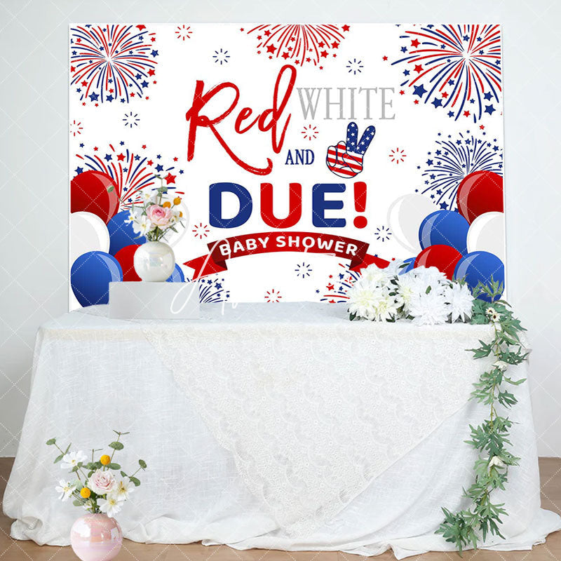 Aperturee - Red And Blue Balloon Stars Baby Shower Backdrop