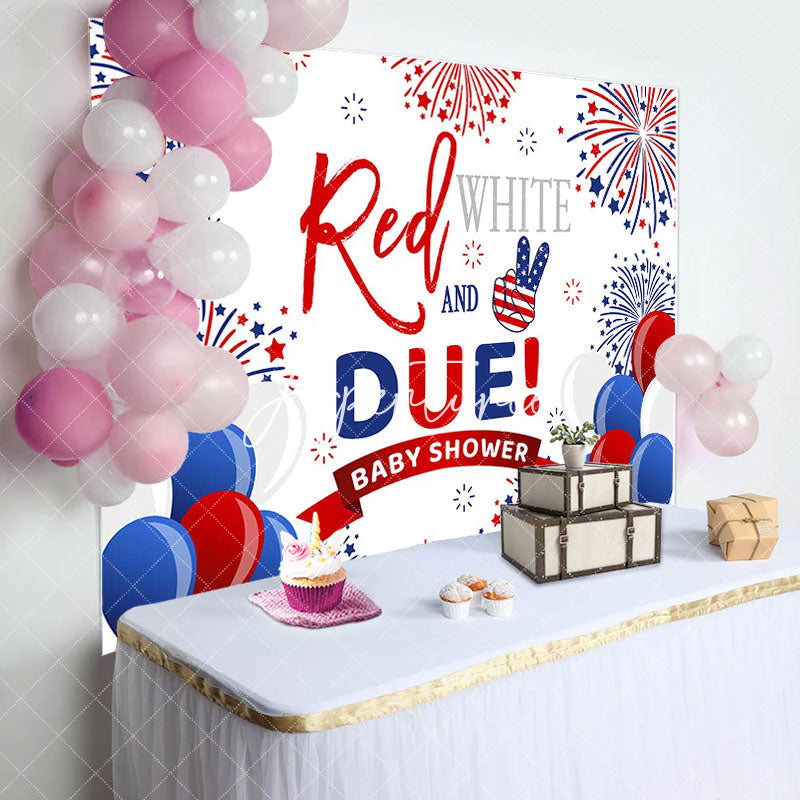 Aperturee - Red And Blue Balloon Stars Baby Shower Backdrop