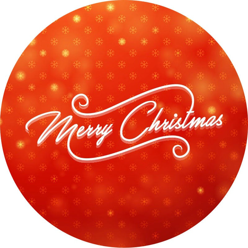 Aperturee - Red And Gold Round Merry Christmas Backdrops